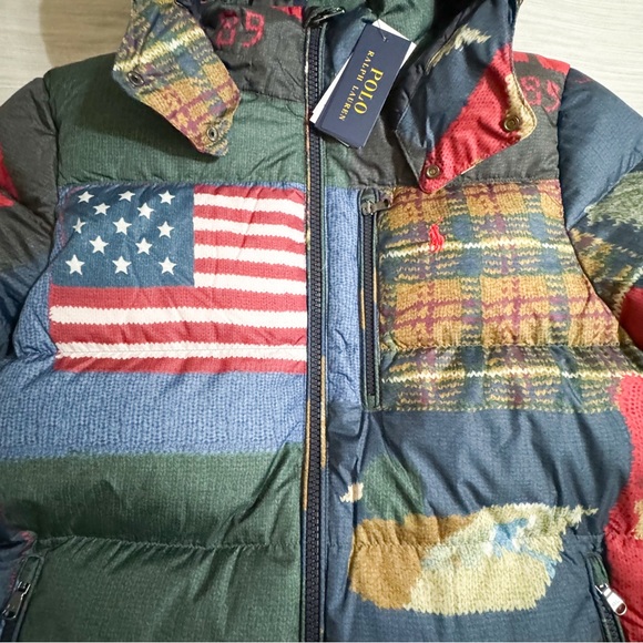 Polo Ralph Lauren Water Repellent Quilted Americana Flag Patchwork Down Jacket😳 - Picture 4 of 16